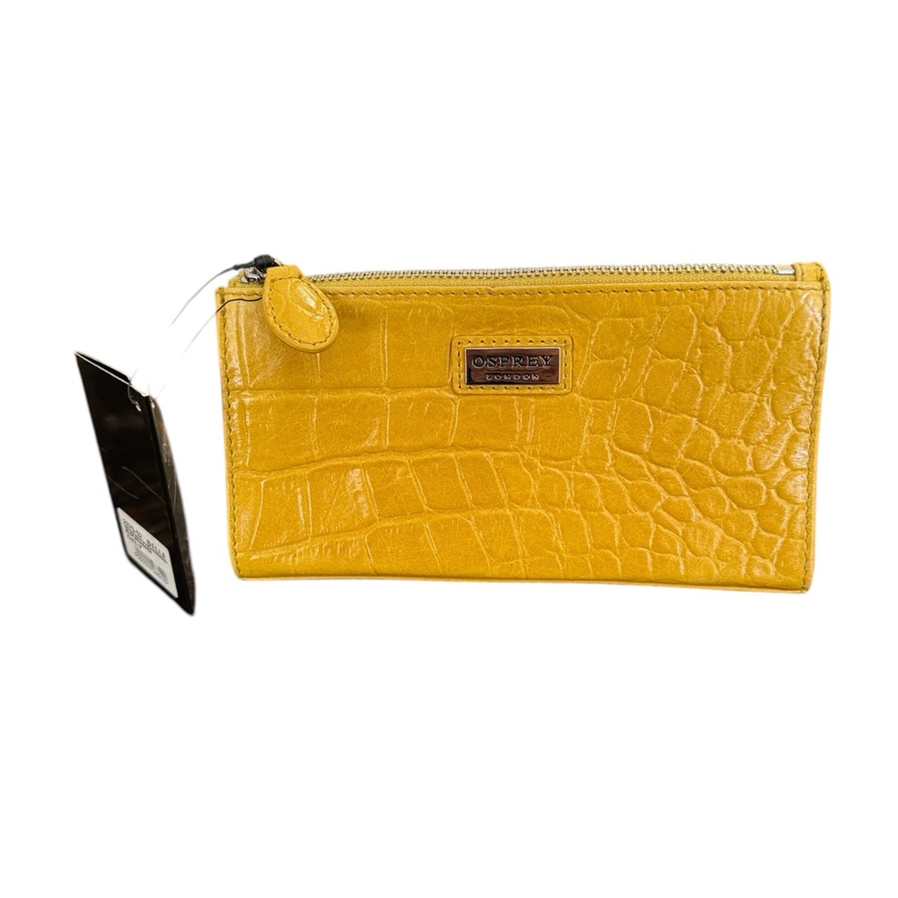Osprey London Yellow Croc-Embossed Makeup Bag